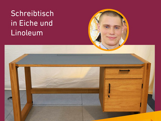 Die Gute Form 2024: Robert Rießner, Schreibtisch in Eiche und Linoleum