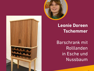 Die Gute Form 2024: Leonie Doreen Tschemmer, Barschrank mit Rollladen in Esche und Nussbaum