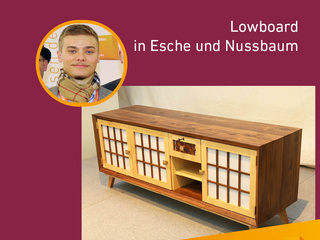 Die Gute Form 2024: jan Leonhardt, Lowboard in Esche und Nussbaum