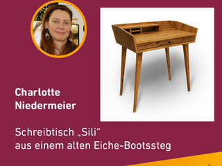 Die Gute Form 2024: Charlotte Niedermeier, Schreibtisch "Sili" aus einem alten Eichen-Bootssteg