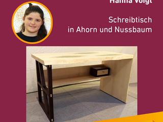 Die Gute Form 2024: Hanna Voigt, Schreibtisch in Ahorn und Nussbaum